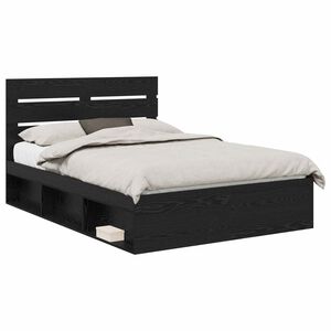 vidaXL Bed Frame with Headboard Black 160 x 200 cm Solid Pine Wood