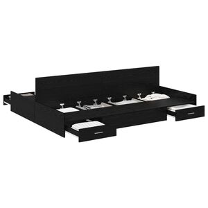 vidaXL Storage Bed Frame Black Oak 135 x 190 cm Engineered Wood