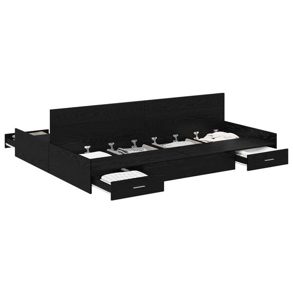 vidaXL Storage Bed Frame Black Oak 135 x 190 cm Engineered Wood