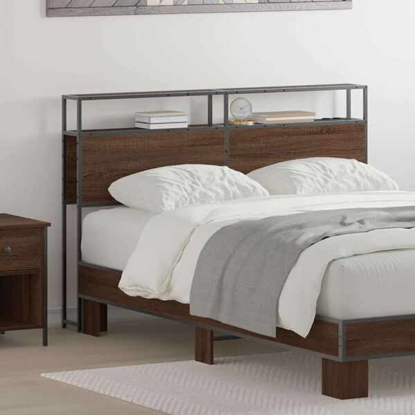 vidaXL Storage Headboard with Shelf Brown oak 135 cm Engineered wood