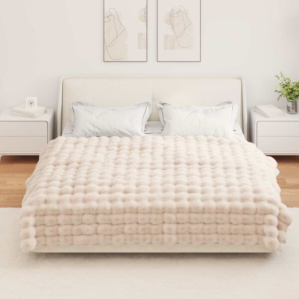 vidaXL Faux Rabbit Fur Blanket 4 pcs Beige 150 x 220 cm Polyester