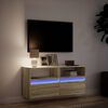 vidaXL TV Wall Cabinet with LED Lights Sonoma Oak 100x31x45 cm