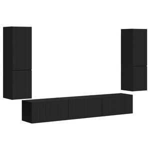 vidaXL TV Cabinet Set 4 pcs Black Engineered Wood