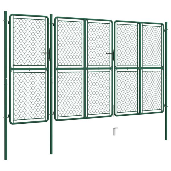 vidaXL Garden Gate Steel 175x395 cm Green