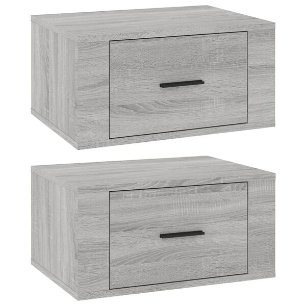 vidaXL Wall-mounted Bedside Cabinets 2 pcs Grey Sonoma 50x36x25 cm