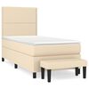 vidaXL Box Spring Bed with Mattress Cream 100x200 cm Fabric