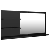 vidaXL Bathroom Mirror High Gloss Black 90x10.5x45 cm Engineered Wood