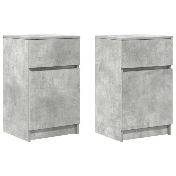 vidaXL Bedside Cabinets 2 pcs Concrete Grey 39x35x65 cm Engineered Wood