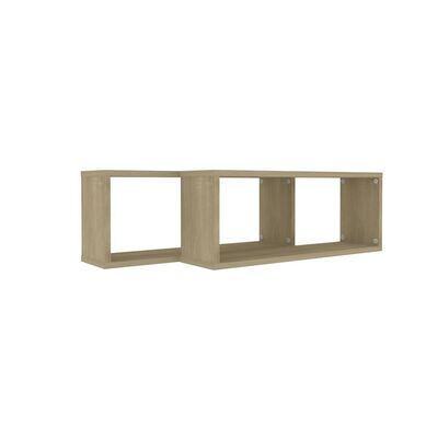 vidaXL Wall Cube Shelf 2 pcs Sonoma Oak 60x15x23 cm Engineered Wood