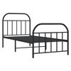 vidaXL Metal Bed Frame without Mattress with Footboard Black 90x190cm