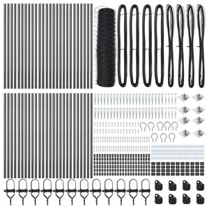 vidaXL Hexagonal Fence with Post 100 x 0.4 m PVC-Coated Steel Grey