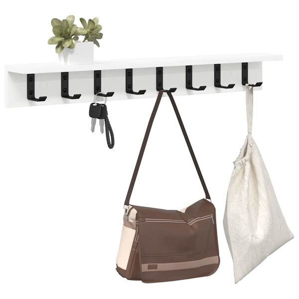 vidaXL Wall-Mounted Coat Rack Wall-mounted White 100 x 10.5 x 10.5 cm