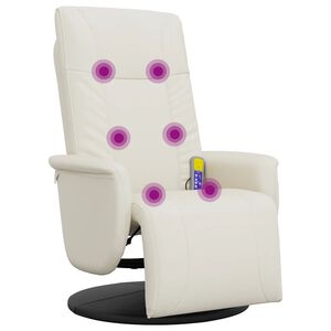 vidaXL Massage Recliner Chair with Footrest Cream Faux Leather