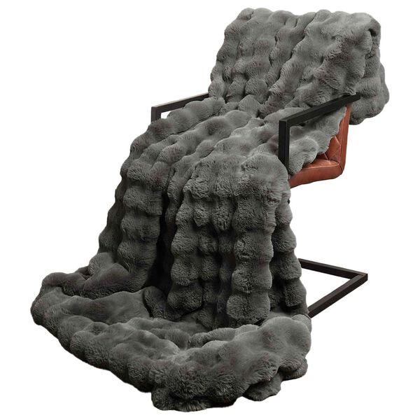 vidaXL Faux Rabbit Fur Blanket 4 pcs Dark Grey 130 x 150 cm Polyester