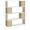 vidaXL Book Cabinet Room Divider White and Sonoma Oak 100x24x124 cm