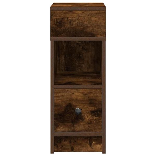 vidaXL Bedside Cabinet with Drawer Smoked Oak 25x31x66 cm