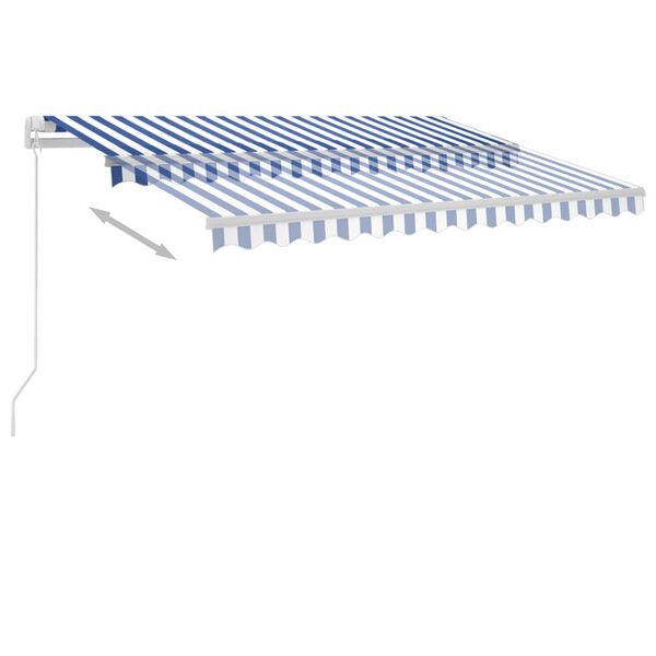 vidaXL Freestanding Manual Retractable Awning 300x250 cm Blue/White