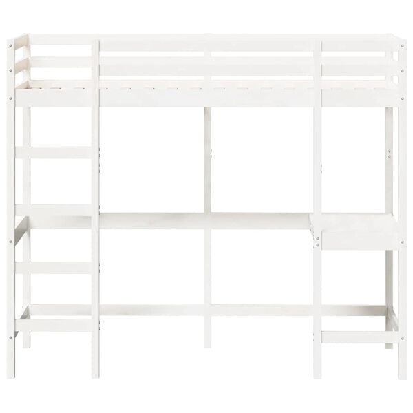 vidaXL Loft Bed without Mattress White 75x190 cm Small Single Solid Wood Pine