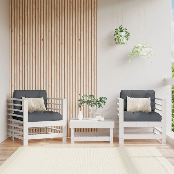 vidaXL Garden Chairs 2 pcs White Solid Wood Pine