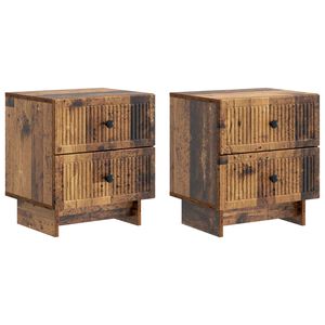 vidaXL Bedside Cabinet 2 pcs Old Wood 43 x 34.5 x 47.5 cm