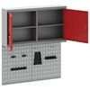 vidaXL Tool Cabinet and Pegboard Set 3 pcs Red 100 x 20 x 115 cm Steel