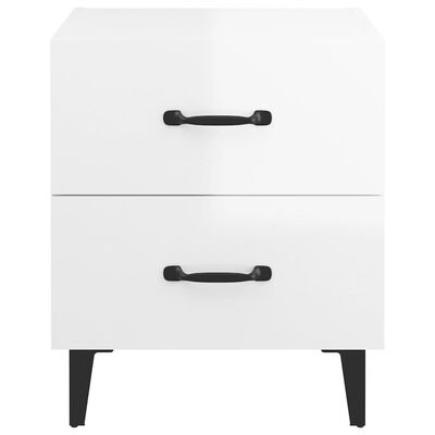 vidaXL Bedside Cabinet High Gloss White 40x35x47.5 cm