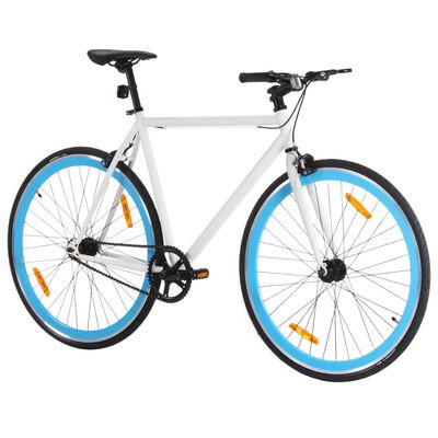 vidaXL Fixed Gear Bike White and Blue 700c 59 cm