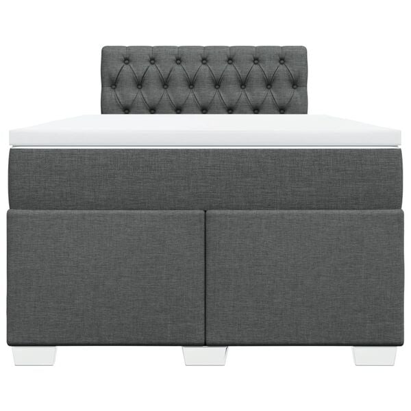 vidaXL Box Spring Bed with Mattress Dark Grey 120x200 cm Fabric