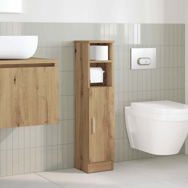 vidaXL Bathroom Cabinet with Roll Holder Artisan Oak 20.5x22x90 cm