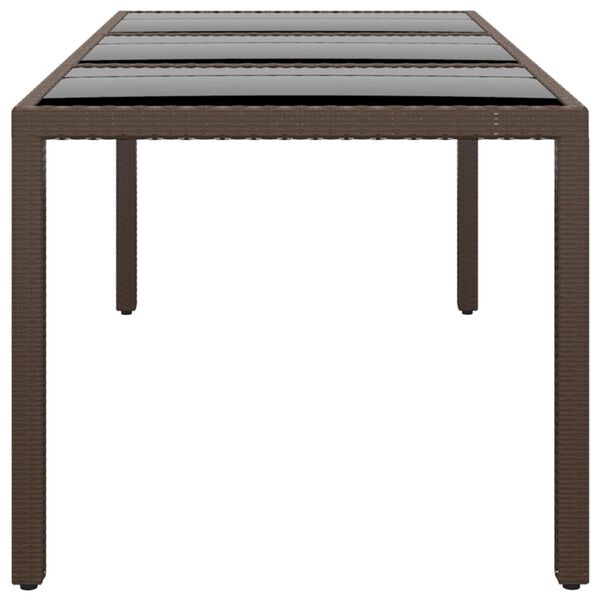 vidaXL Garden Table 190x90x75 cm Tempered Glass and Poly Rattan Brown