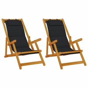 vidaXL Beach Chair 2 pcs Brown Solid Acacia Wood