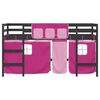 vidaXL Kids' Loft Bed with Curtains without Mattress Pink 90x200cm