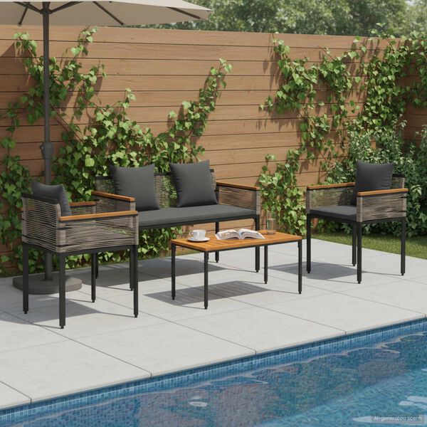 vidaXL Outdoor Furniture Set 4 pcs Grey and Dark Grey PE Rattan