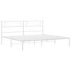 vidaXL Metal Bed Frame without Mattress with Headboard White 193x203cm
