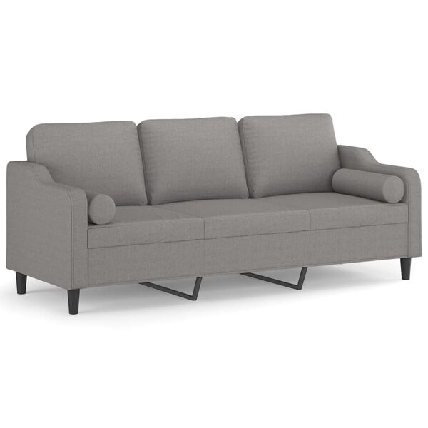 vidaXL 3-Seater Sofa with Pillows&Cushions Light Grey 210 cm Fabric