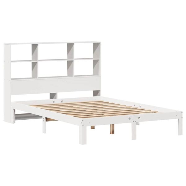 vidaXL Bookcase Bed without Mattress White 120x190 cm Small Double Solid Wood Pine