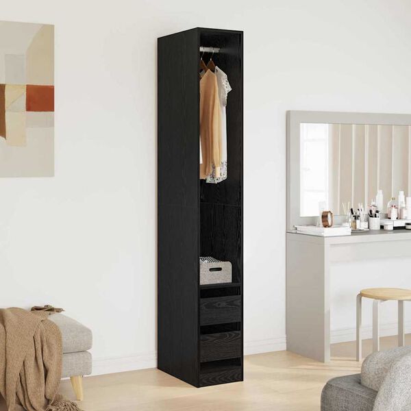 vidaXL Wardrobe with Drawer Black Oak 50 x 30 x 200 cm Engineered Wood