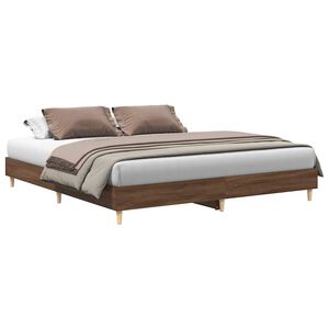 vidaXL Bed Frame No Mattress Brown Oak 200x200 cm Engineered Wood