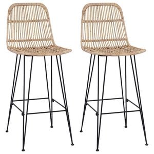 vidaXL Bar Stool 2 pcs Natural 44 x 55 x 109 cm Rattan and Steel