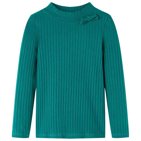 Kids' T-shirt with Long Sleeves Rib-knit Dark Green 104