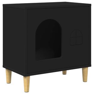 vidaXL Cat House Black 51 x 30 x 52 cm Engineered Wood