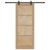 vidaXL Sliding Door Natural and Black 86 x 211 cm Solid Pine Wood