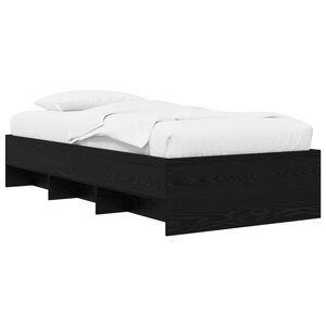 vidaXL Bed Frame with Shelf Black Oak 80 x 200 cm Engineered Wood