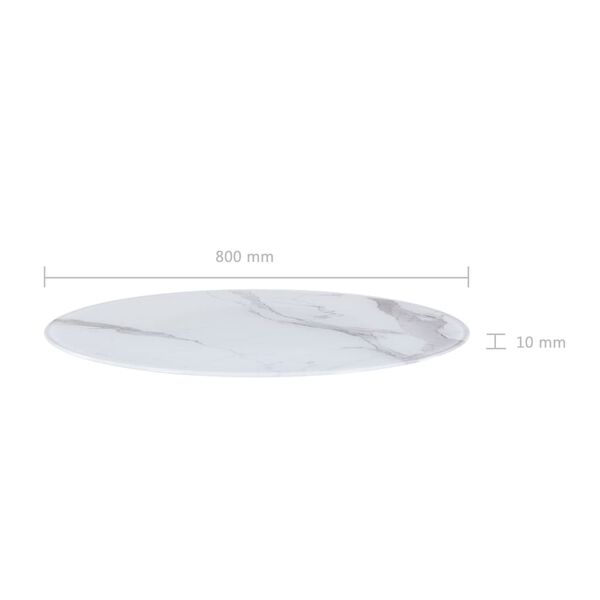 vidaXL Table Top White &Oslash;80 cm Glass with Marble Texture