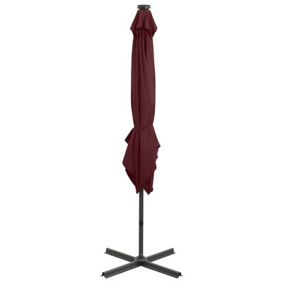 vidaXL Cantilever Umbrella with Pole and LED Lights Bordeaux Red 250 cm