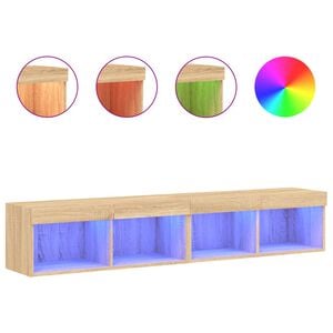 vidaXL TV Cabinets with LED Lights 2 pcs Sonoma Oak 80x30x30 cm