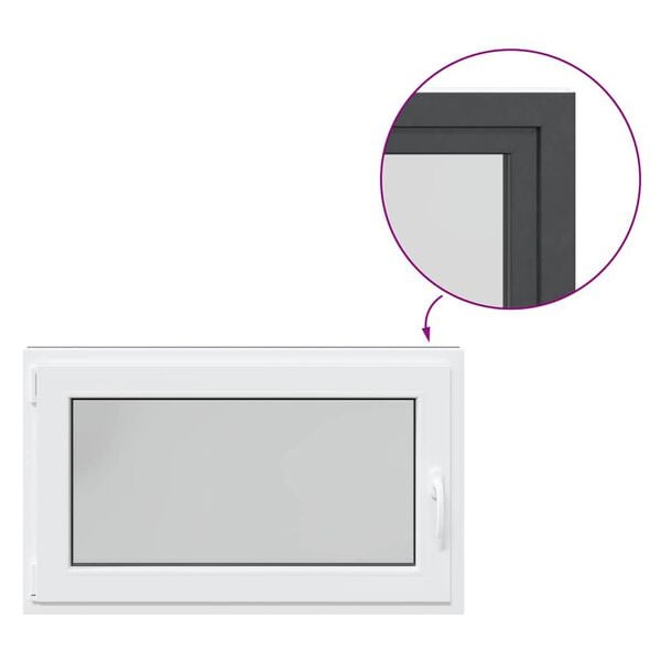 vidaXL Basement Window "RISOR" 100x60 cm Tilt&Turn DIN Left Anthracite