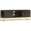 vidaXL TV Cabinet Black and Gold 120x30x40 cm Solid Mango Wood