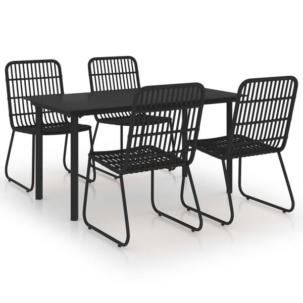 vidaXL 5 Piece Outdoor Dining Set Poly Rattan and Glass