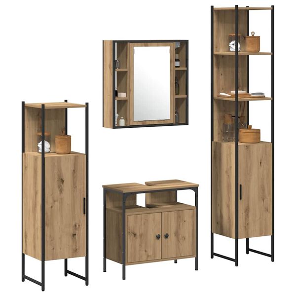 vidaXL Bathroom Furniture Set 4 pcs Artisan Oak Engineered Wood